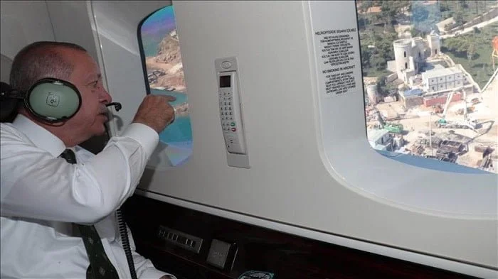 Cumhurbaşkanı Erdoğan Yassıada’daki çalışmaları havadan inceledi