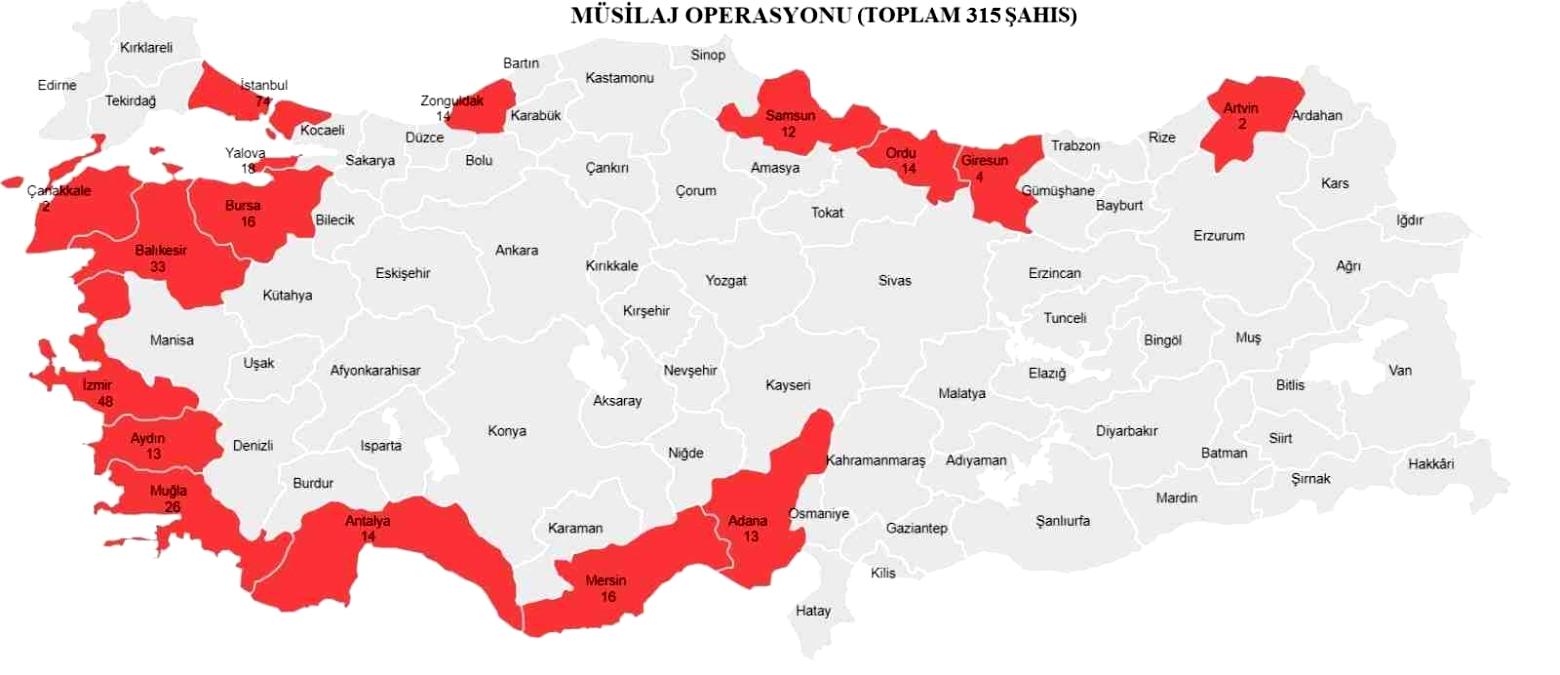 KOM ekiplerince suç örgütlerine yönelik sahil şeridindeki illerde “Müsilaj” operasyonu