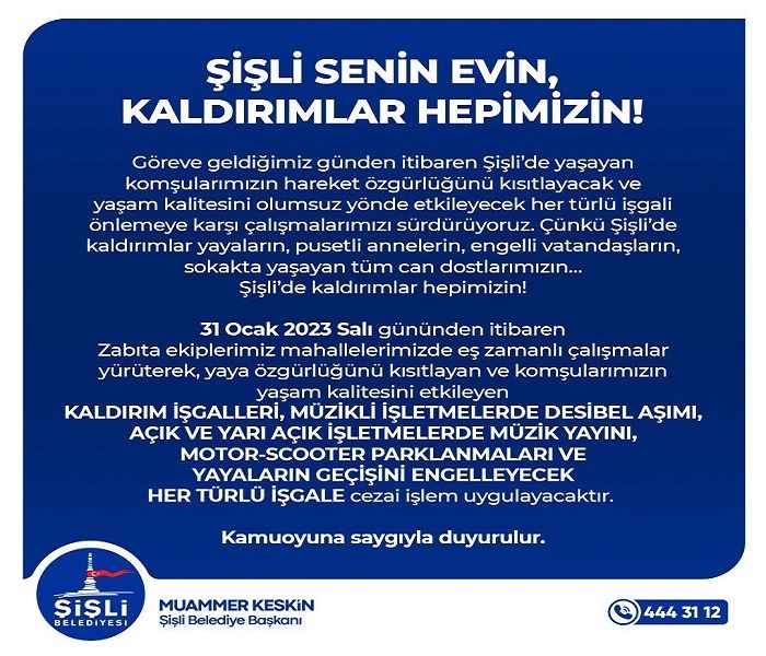 Bir açıklamada Şişli Belediyesi’nden!