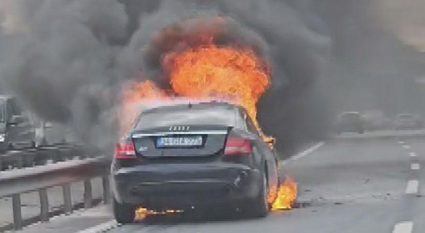 Gaziosmanpaşa’da dehşet anları! Otomobil alev alev yandı