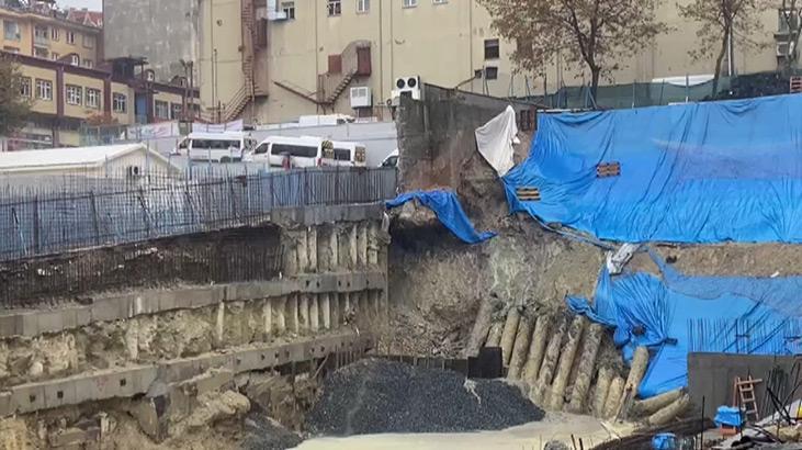 Bağcılar’da okul yanındaki inşaatta istinat duvarı çöktü