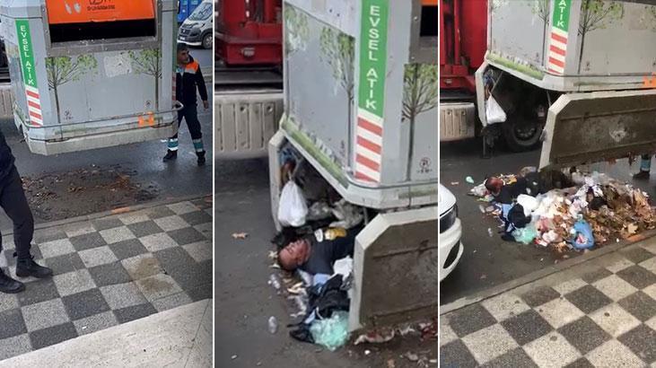 Kadıköy’de çöp konteynerine giren kişi 2 gün sonra vinçle çıkarıldı