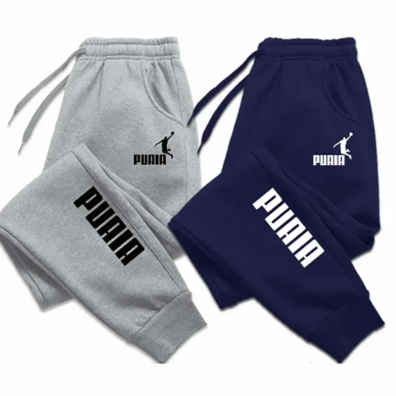 PUAIA Print Men’s Pants Autumn/Winter New Sport Jogging Trousers Fitness Loose Fit Clothing Solid Color Outfit Streetwear Pants