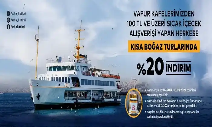 100 TL üzeri alışveriş yapana kısa boğaz turlarında %20 indirim