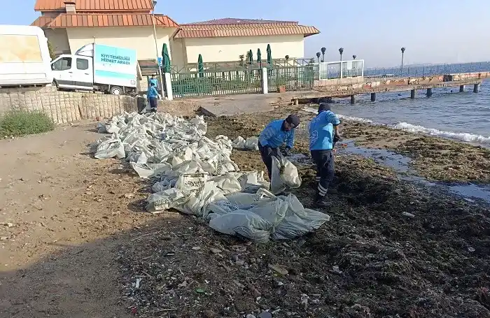 Adalar’da kıyı temizlik çalışmaları sürüyor