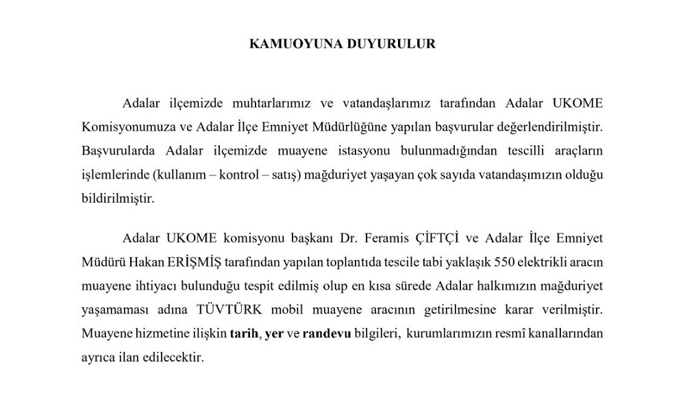 Adalar’da Muayene Sorunu Mobil İstasyonla Çözülüyor