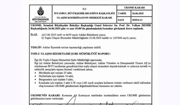 Adalar’da Toplu Ulaşım İçin Yeni Elektrikli Araç İzni