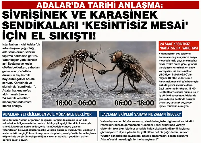 Adalar’da Tarihi Anlaşma: Sivrisinek Ve Karasinek Sendikaları ‘Kesintisiz Mesai’ İçin El Sıkıştı!