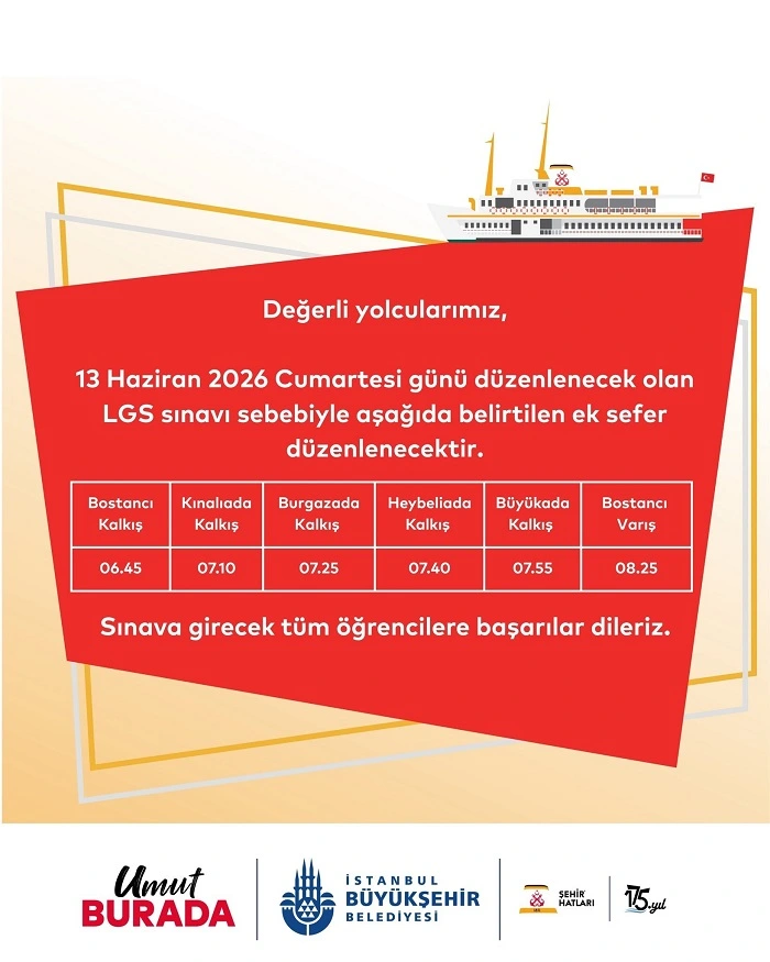 İBB Şehir Hatları’ndan LGS Öğrencileri İçin Adalar Hattında Ek Sefer